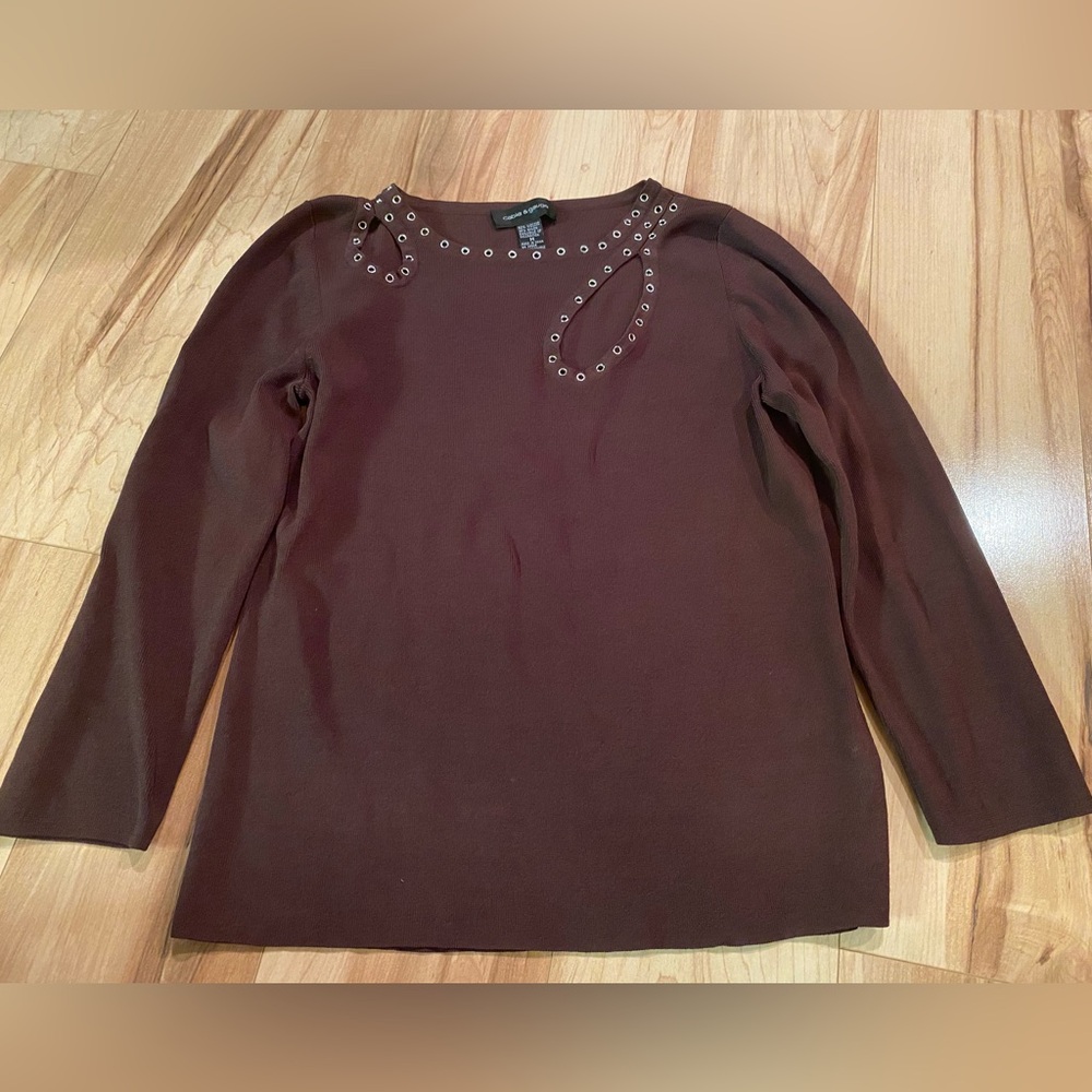 Cable & Gauge Rich Brown Long Sleeve Top